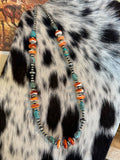 #018 Orange Spiny/Turquoise & Sterling Pearls
