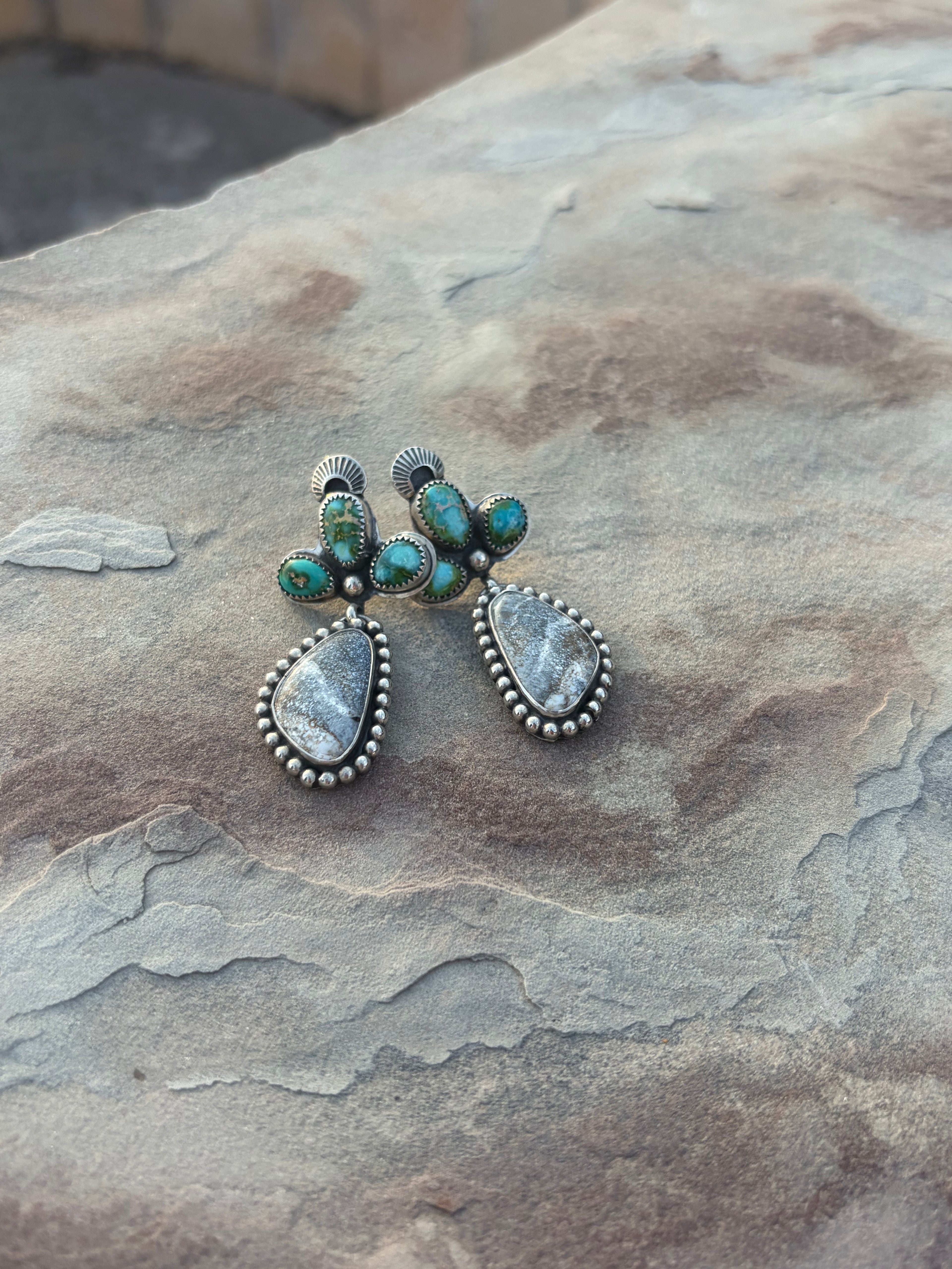 White Buffalo & Sonoran Gold Earrings