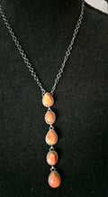 Orange Spiny Lariat Necklace