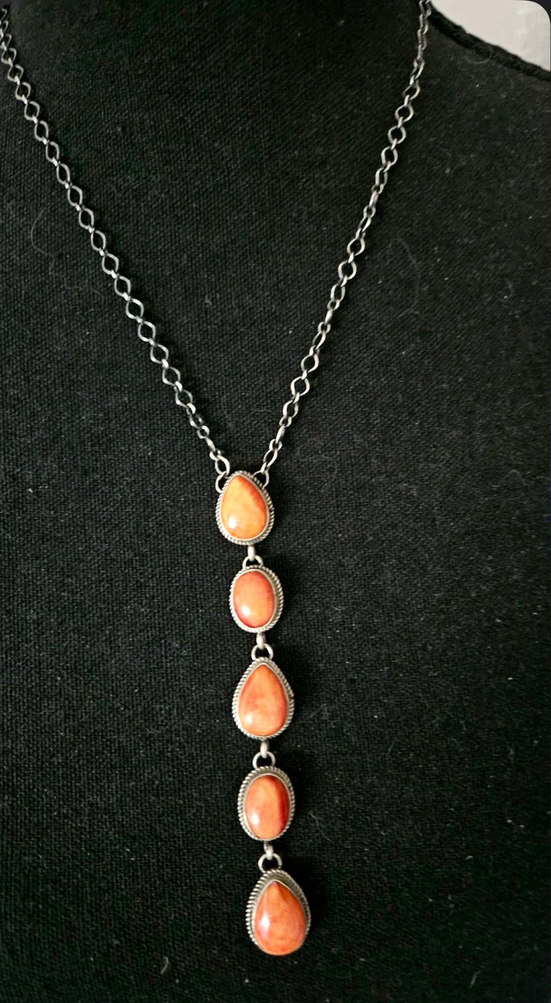 Orange Spiny Lariat Necklace