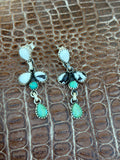 Half cluster turquoise & white buffalo dangle earrings