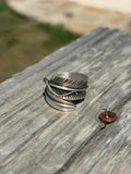 Sterling Silver Feather Adjustable Ring