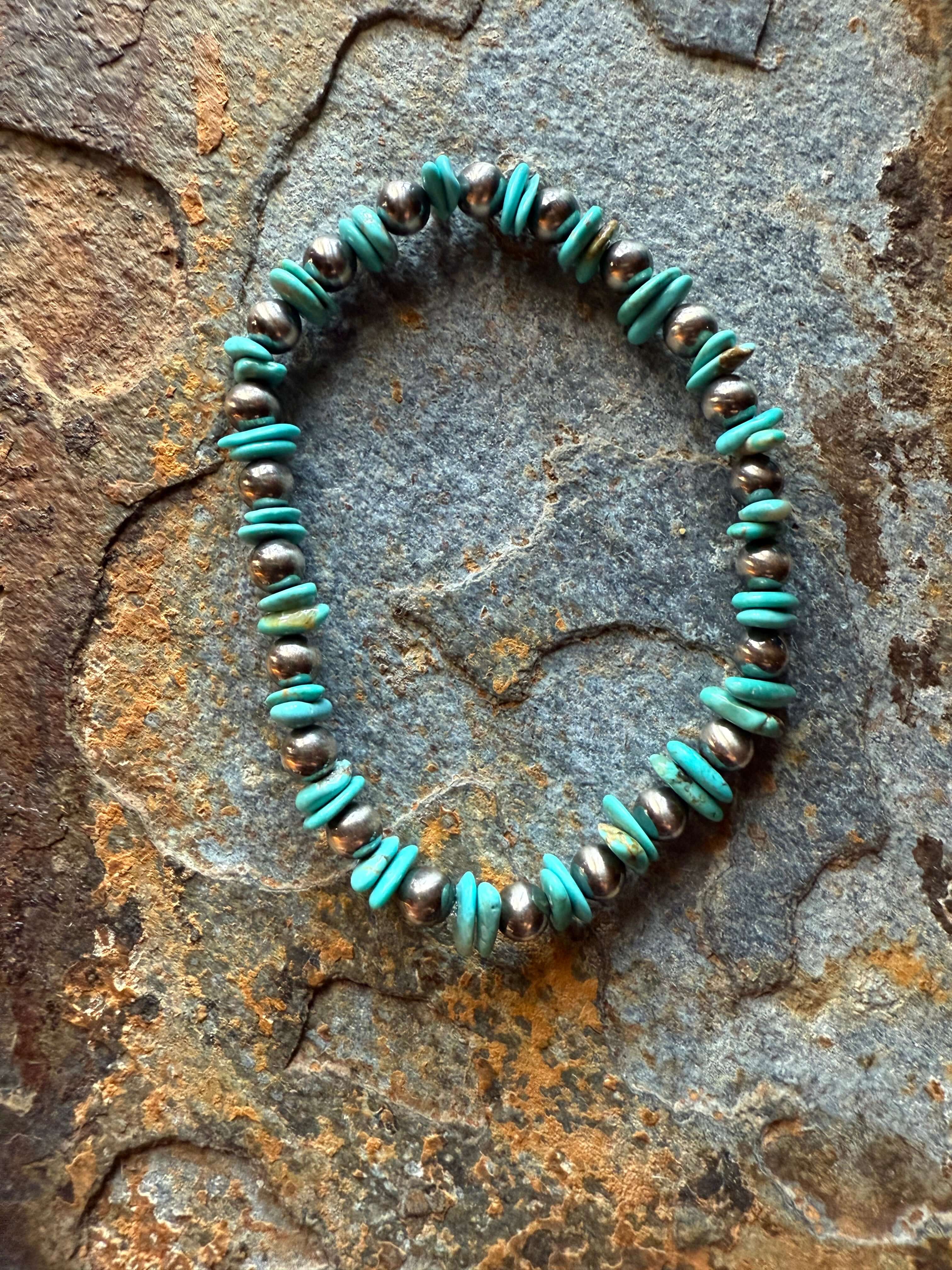 Kingman Chip Sterling Silver Pearl Bracelet